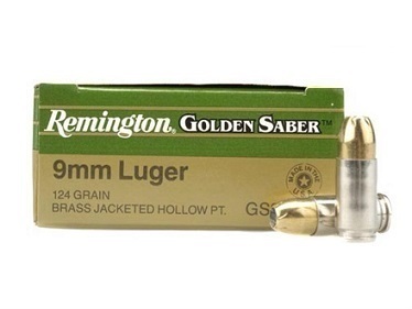 Caixa de 25 Munições Remington Golden Saber Cal.9X19 +P Bass Jacketed Hollow Point 124 gr.