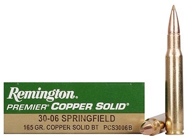 Caixa de 20 Munições Remington Premier Cal.30-06 Spring. Copper Solid BT 165gr.