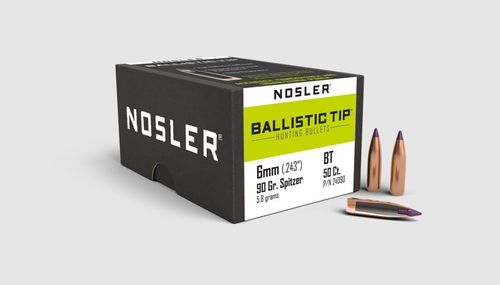 Caixa 50 Projécteis Nosler Ballistic Tip Cal.6mm Spitzer 90gr.