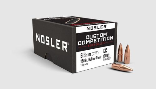 Caixa 100 Projécteis Nosler Custom Competition Cal.6,8mm HPBT 115gr.